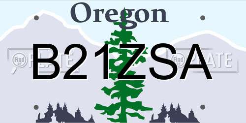 B21ZSA Oregon License Plate