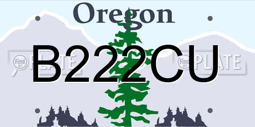 B222CU Oregon License Plate