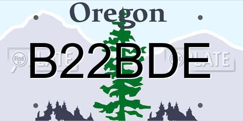 B22BDE Oregon License Plate
