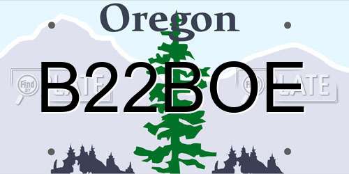 B22BOE Oregon License Plate