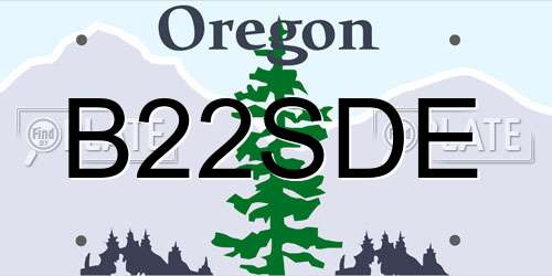 B22SDE Oregon License Plate