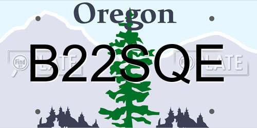 B22SQE Oregon License Plate