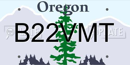 B22VMT Oregon License Plate