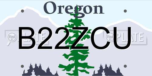 B22ZCU Oregon License Plate