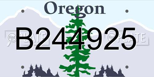 B244925 Oregon License Plate