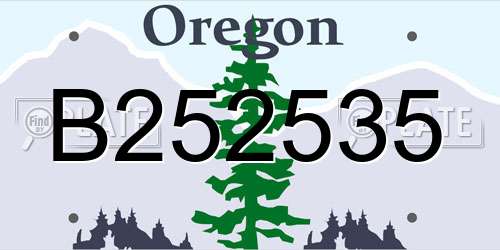 B252535 Oregon License Plate