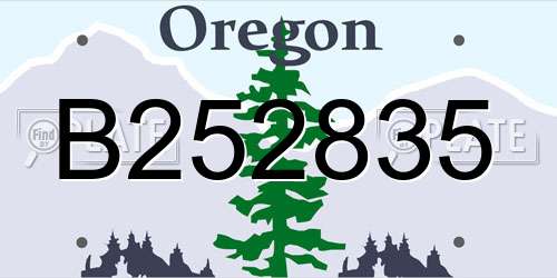 B252835 Oregon License Plate