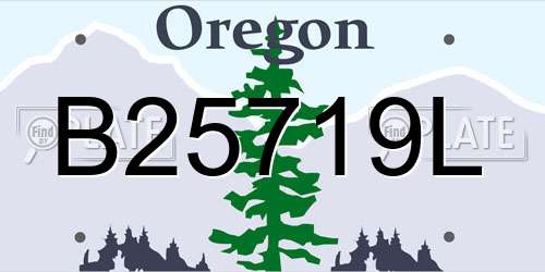 B25719L Oregon License Plate