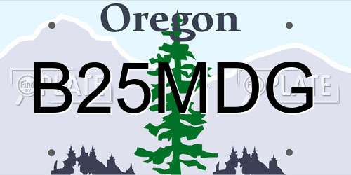 B25MDG Oregon License Plate