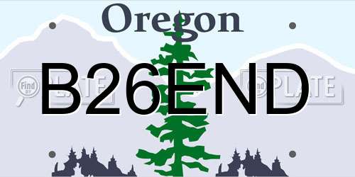 B26END Oregon License Plate