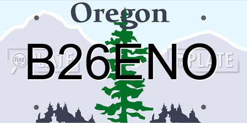 B26ENO Oregon License Plate