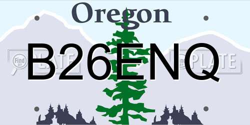 B26ENQ Oregon License Plate