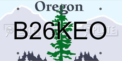 B26KEO Oregon License Plate