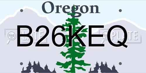 B26KEQ Oregon License Plate