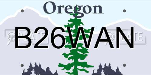 B26WAN Oregon License Plate