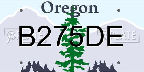B275DE Oregon License Plate