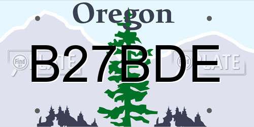 B27BDE Oregon License Plate