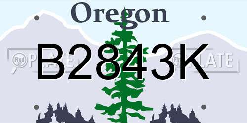B2843K Oregon License Plate