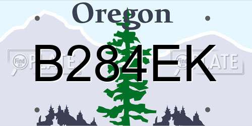B284EK Oregon License Plate