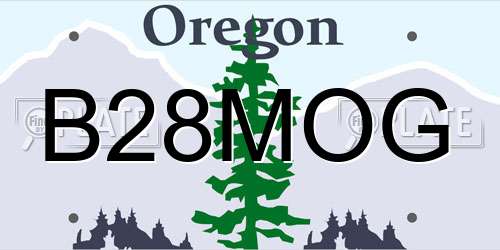 B28MOG Oregon License Plate