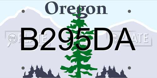B295DA Oregon License Plate