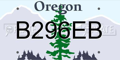 B296EB Oregon License Plate