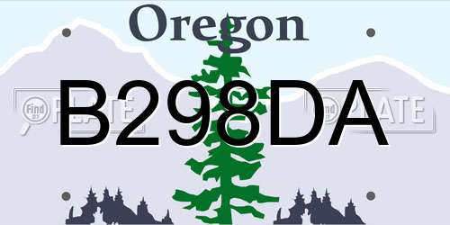B298DA Oregon License Plate