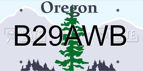 B29AWB Oregon License Plate