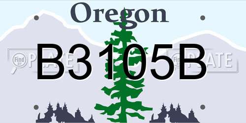 B3105B Oregon License Plate