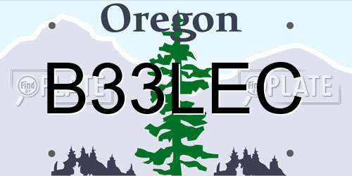 B33LEC Oregon License Plate