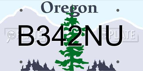 B342NU Oregon License Plate