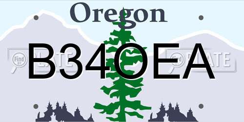 B34OEA Oregon License Plate
