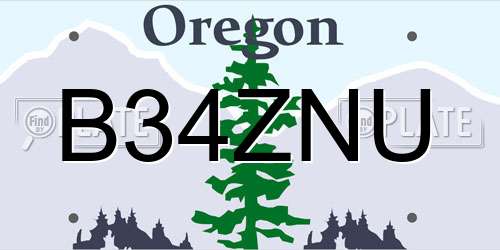 B34ZNU Oregon License Plate