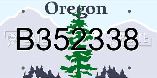 B352338 Oregon License Plate