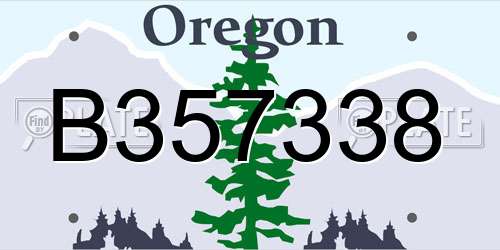 B357338 Oregon License Plate