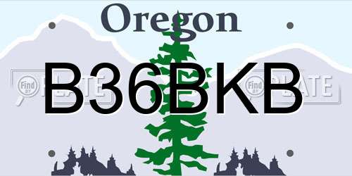 B36BKB Oregon License Plate