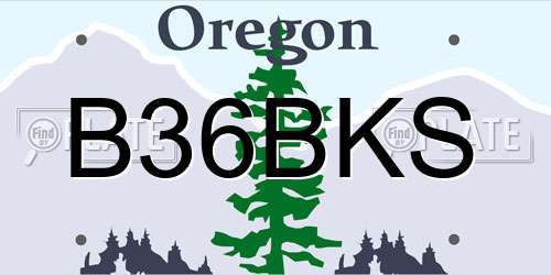 B36BKS Oregon License Plate
