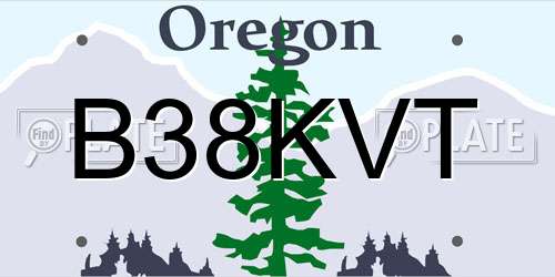 B38KVT Oregon License Plate