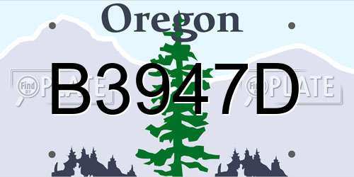 B3947D Oregon License Plate