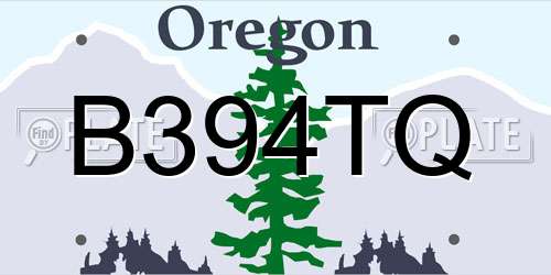B394TQ Oregon License Plate