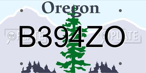 B394ZO Oregon License Plate