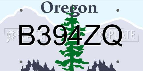 B394ZQ Oregon License Plate