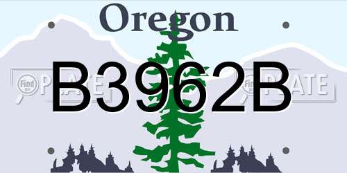 B3962B Oregon License Plate
