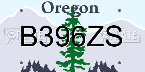 B396ZS Oregon License Plate