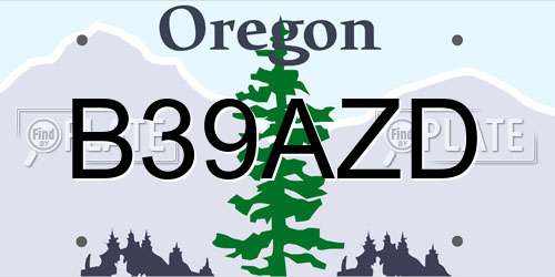 B39AZD Oregon License Plate