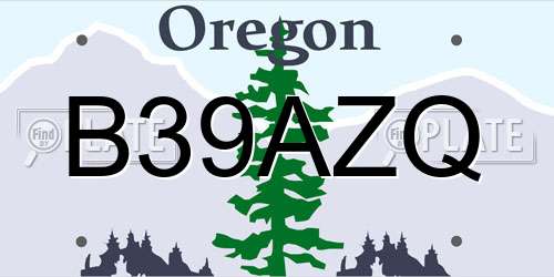 B39AZQ Oregon License Plate