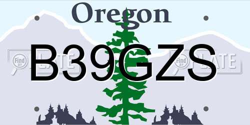 B39GZS Oregon License Plate