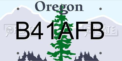 B41AFB Oregon License Plate