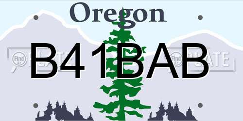 B41BAB Oregon License Plate