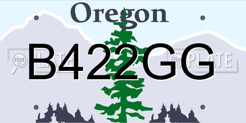 B422GG Oregon License Plate